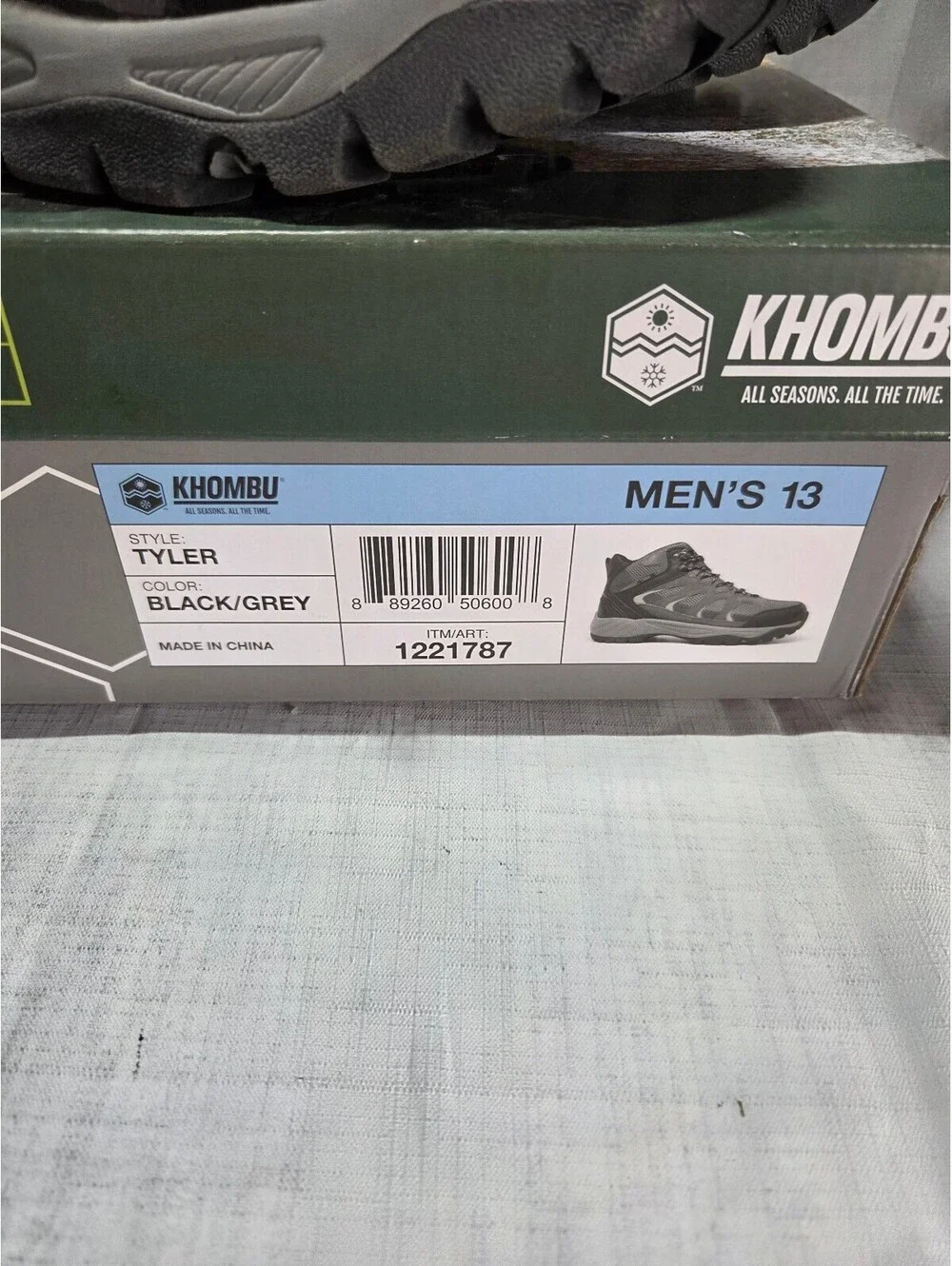 Khombu Tyler Men's Hiking Boots Black/Grey Size 13